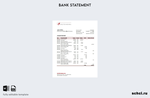 цифровая загрузка шаблона Excel банковской выписки Словении Factor Banka